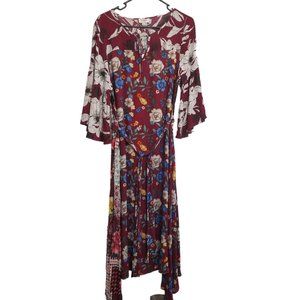 Umgee Floral BoHo Maxi Dress Size M Red White Blue Teal NWT